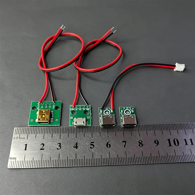 1-5PCS Micro/Mini/Type-C Female Connector Jack Charging Port USB Type C Socket With Solder Wire PH2.0 Line Length 8cm