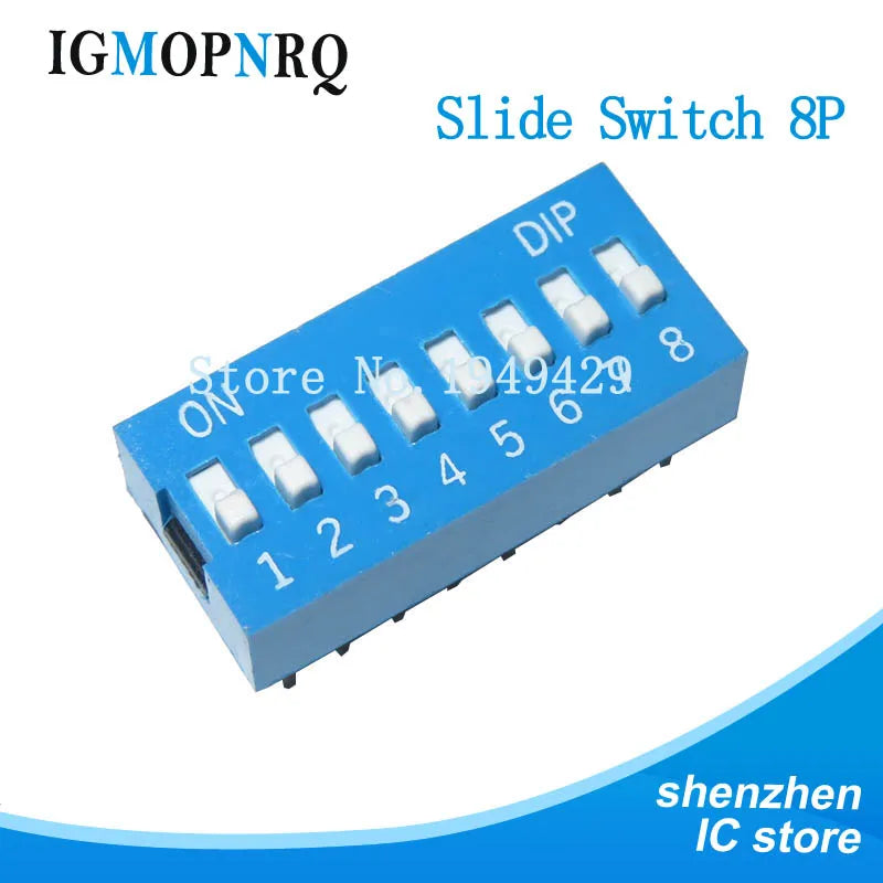 10pcs Slide Type DIP Switch Module 1 2 3 4 5 6 7 8 PIN 2.54mm Position Way DIP Blue Pitch Blue Snap Switch Dial Switch