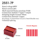 Push-In Wire Connectors Electrical Cable Terminal Block Multiple In/out DIN Rail Mount With Fixing Hole Spliceable DIY connectio