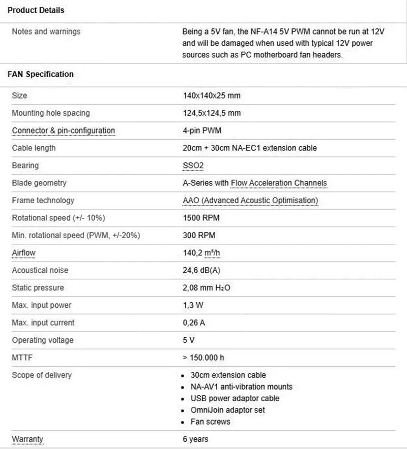 Noctua NF-A14 PWM SSO2 Magnetic Stable Bearing 14cm Fan Adopt AAO Frame Aerodynamic Design Integrated Shock Pad Chassis Fan