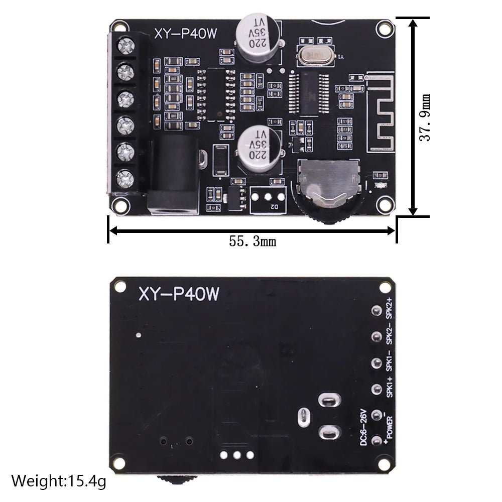 30W 40W Stereo Bluetooth Receiver Power Amplifier Dual-Channel Board 12V 24V High Power Digital Module for DIY XY-P40W