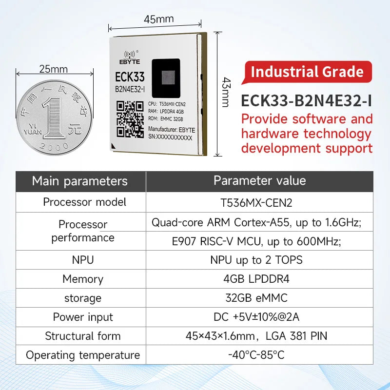 T536 Core Board Multi-core Heterogeneous Quad-core A55 CDSENET ECK33 ARM NPU RISC-VLGA Single-board Computer Industrial Grade