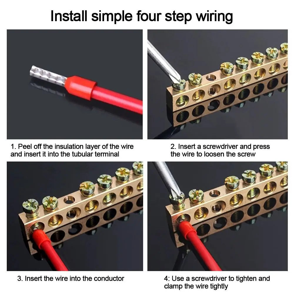 Copper Wire Connector Multi-specification With Hole Screw Brass Connection Row Zero Ground Terminal Electrical