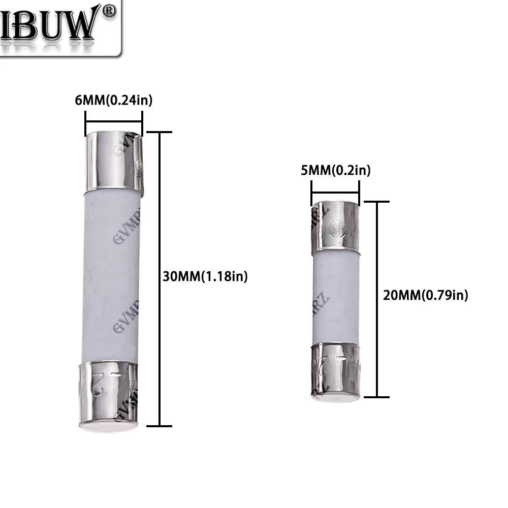 10PCS 3A 3.15A 0.1A 0.25A  4A-30A 1A 1.5A 6X30MM 5X20MM Fast Blow Ceramic Fuse 5*20mm 250V 2A 2.5A  Slow Break The Fuse Tube 
