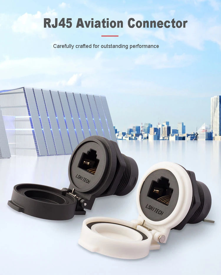 LR22 0.1m-1m Waterproof 8P8C CAT5 CAT6 Network LAN Cable RJ45 Ethernet Connector Circular Aviation Female Socket Panel Mounting