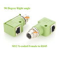 M12 Adapter X-coded 8 pin male to RJ45 jack Cat.5e with mounting hole 90° angled Industrial Ethernet Converter for Cognex Camera
