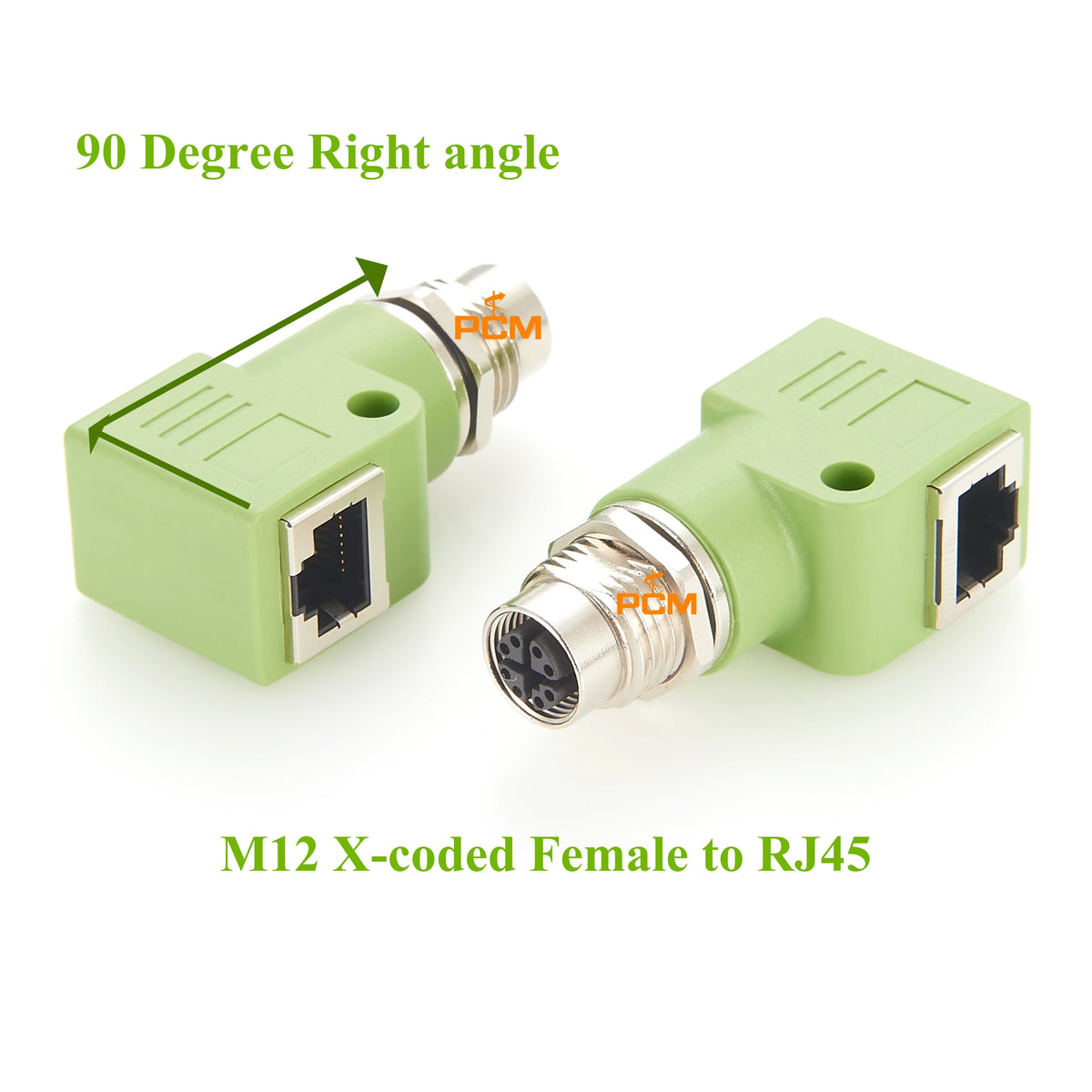 M12 Adapter X-coded 8 pin male to RJ45 jack Cat.5e with mounting hole 90° angled Industrial Ethernet Converter for Cognex Camera