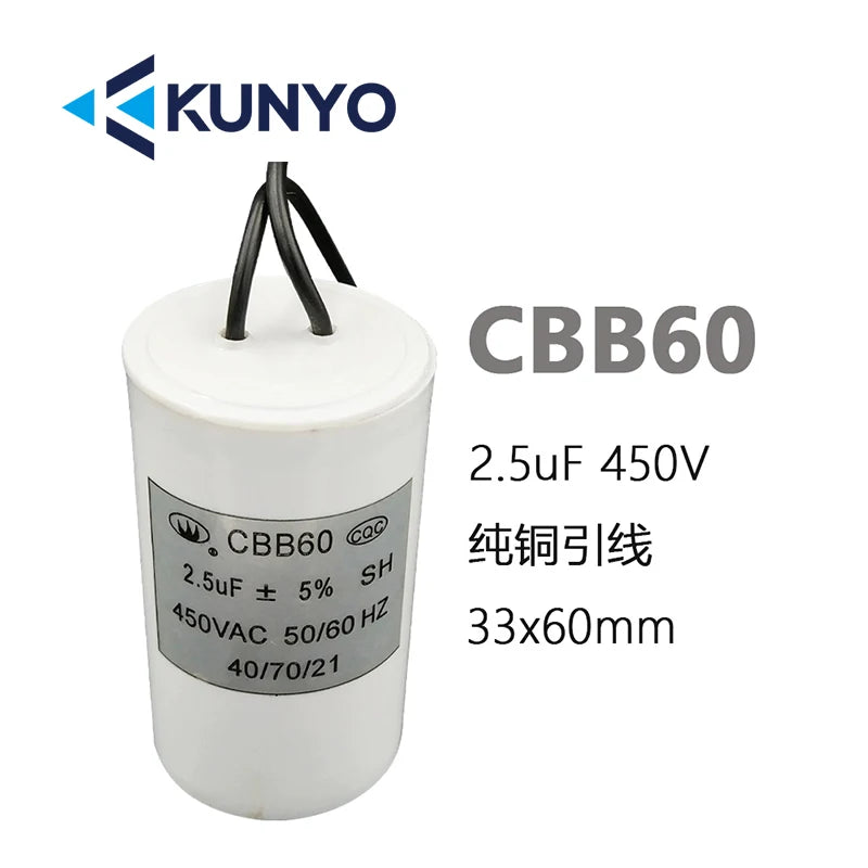 1PCS CBB60 450V Starting Capacitor Motor Run Capacitors 4UF-60UF 4 Pin with Screws for Electric Motor/washing Machine 10uf 20uf