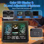 Wireless Weather Station Digital Indoor Outdoor Thermometer Hygrometer with 3 Remote Sensors Sunrise Sunset Forecast Alarm Clock