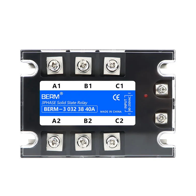 3 Phase 10A 60A 80A 100A 150 200A Three Phase SSR 80-250VAC Control 24-480V Solid State Relay  AC-AC
