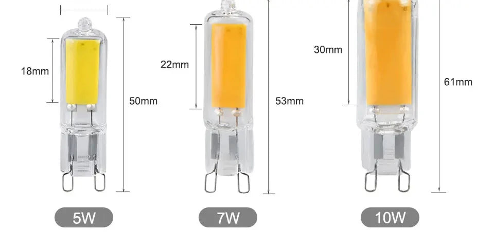 G9 LED Light Bulb 220V 5W 7W 10W COB LED Lamp Glass G9 Bulbs Replace Halogen Bulb LED Lights for Home Ceiling Lamp Chandeliers
