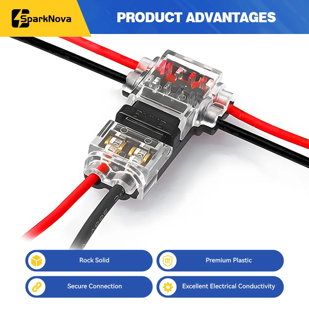 5/10PCS T Tap 2 Pin T2 Quick Splice Connector No Strip No Solder Wire Cable Terminal Automotive Electrical Joiner for Car Truck