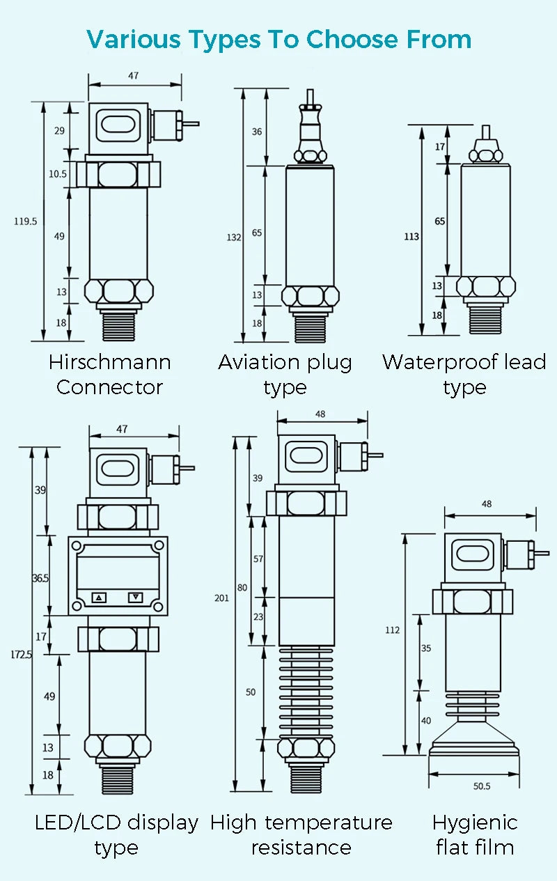 LCD Display Pressure Transmitter 4-20mA 0-5V 10V RS485 Output Water Gas Oil Pressur Sensor Negative Vacuum Pressure Transducer