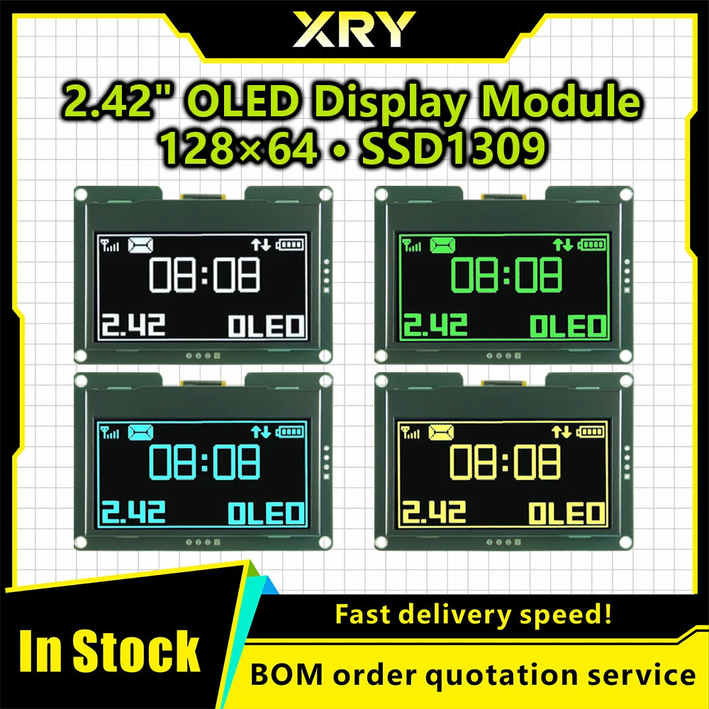 2.42 inch 128x64 OLED LCD Display Module SSD1309 12864 7 Pin SPI/IIC I2C Serial Interface for Arduino UNO R3 C51
