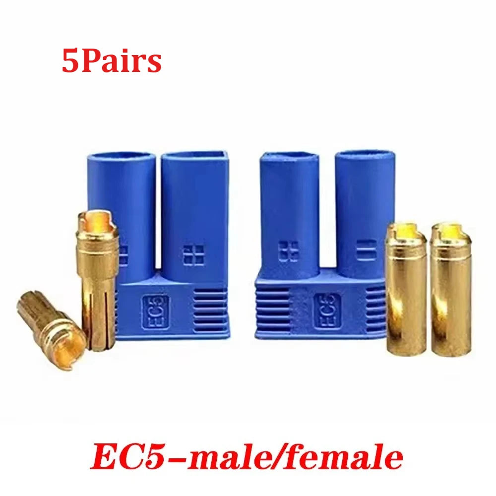 5 Pairs EC2/3 EC5 EC8 connector kit male and female Bullet Gold Plated Banana Plug Be used for RC Model Airplane Connector parts
