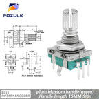 5PCS  20 Position Incremental 360 Rotary Encoder Knob Button Switch EC11 Arduino Digital Potentiometer 15/20mm Plum Half Shaft