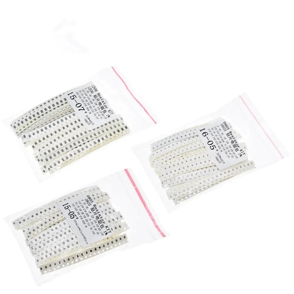0402 0603 0805 1206 1210 2512 SMD Resistor Assorted Kit 10K 100K 1K 1R 100R 220R Resistance 1% 5% Sample Pack
