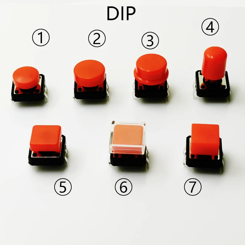 10 Sets Momentary Tactile Button 4PIN SMT/DIP 12X12mm H=9.8/9/16.8mm With Cap Tact Switch Push Button Switch Micro Key Button