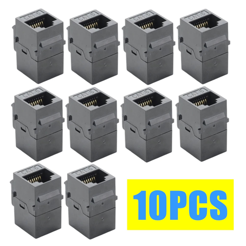 2-10pcs Ethernet Network CAT6 Keystone Coupler RJ45 Female To Female Insert Cat 6 Coupler Jacks Extend Adapter Inline Coupler