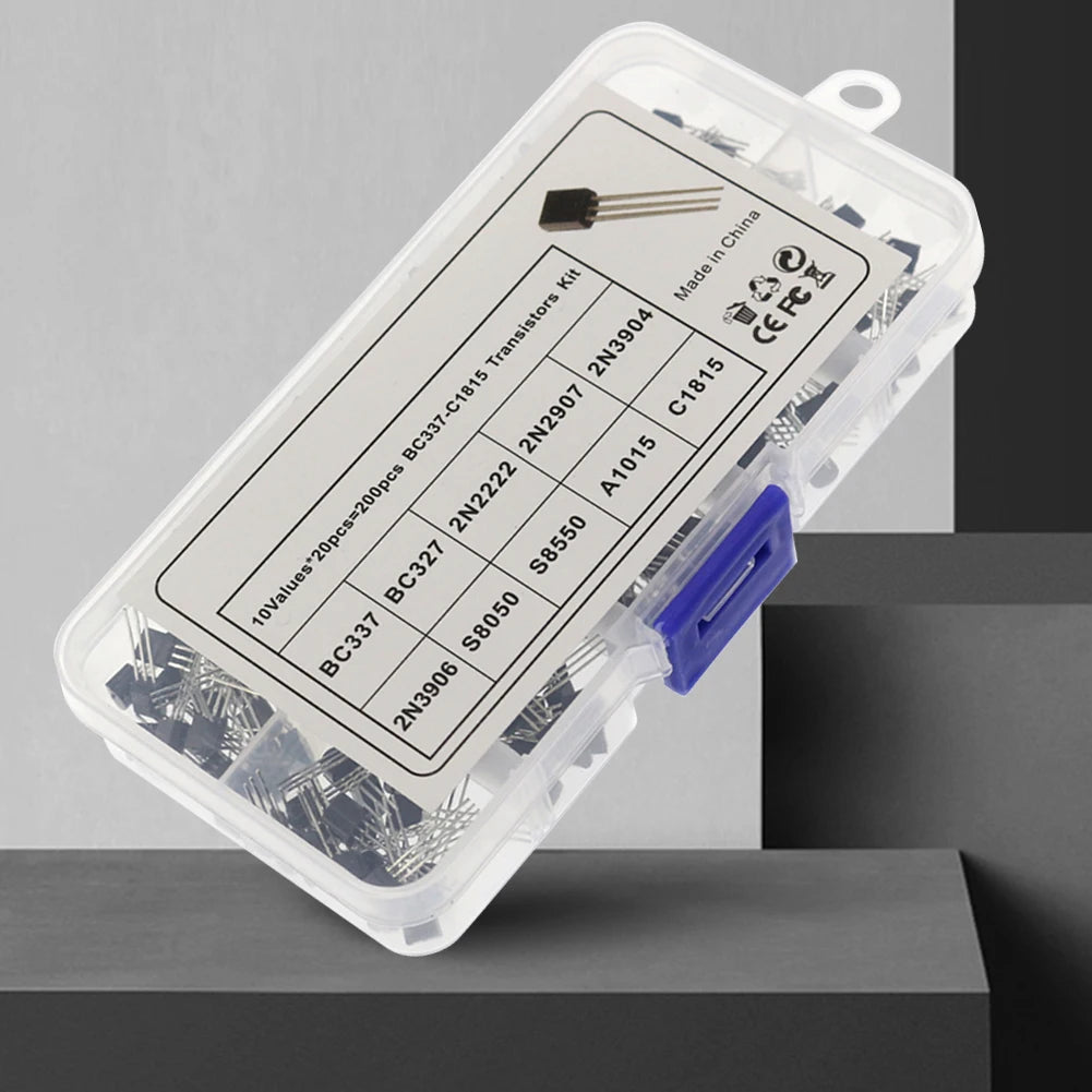 200PCS Transistor Assorted Kit 10 Values TO-92 PNP NPN BC327 BC337 2N2222 2N2907 2N3904 2N3906 S8050 S8550