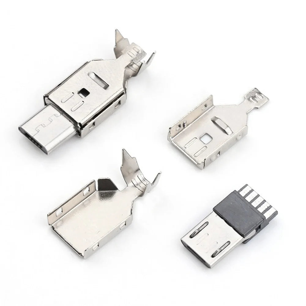 5pcs/lot Micro USB 4pin 5PIN Male Connector Plug Metal Shell Welding Wire Data OTG Line Interface DIY Data Cable Plug