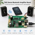 DC 3.7-5V TWS Stereo Bluetooth Power Amplifier Board Dual Channel High Sound Quality 2x10W Output Sound Module Supports Charging