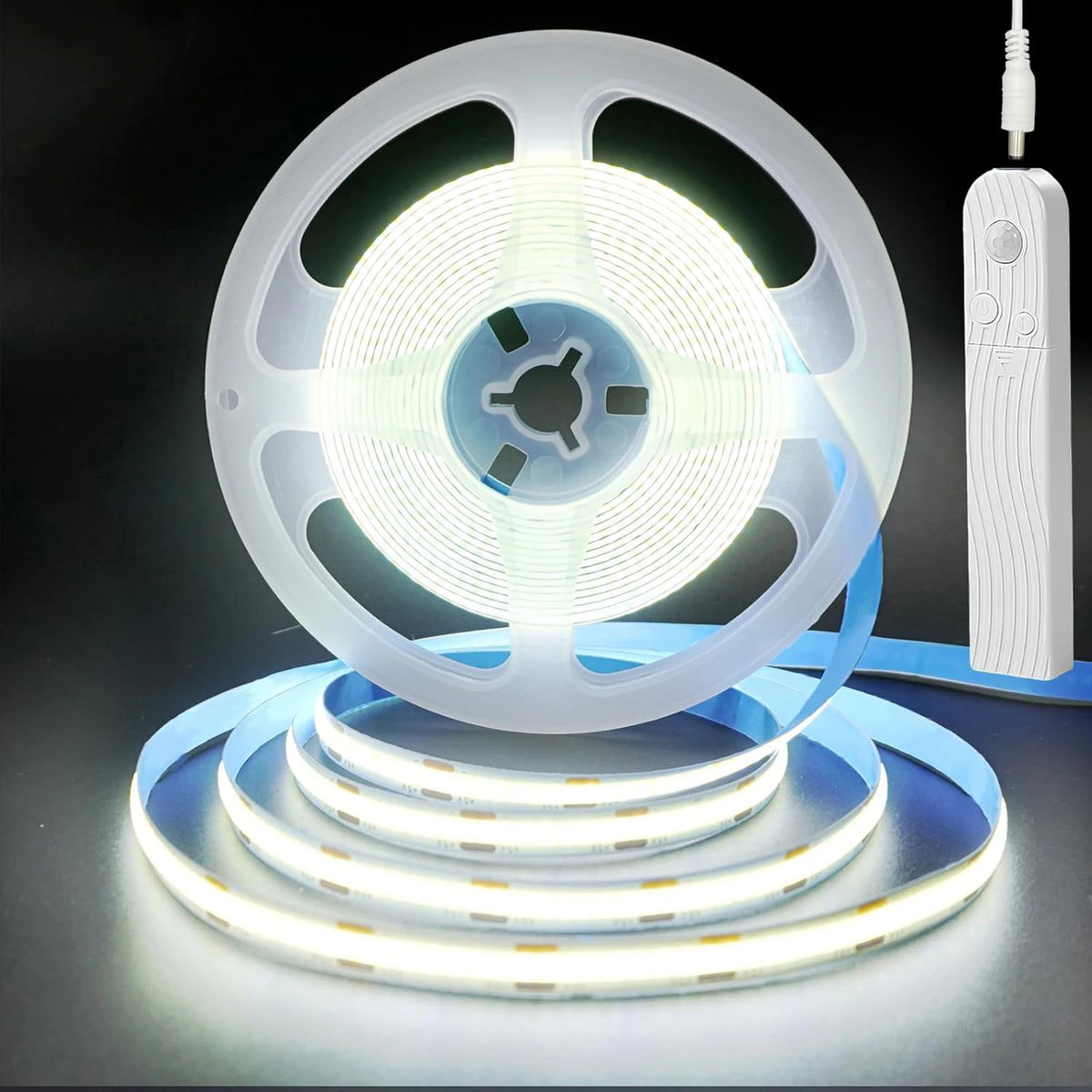 COB LED Strip Light 5V 320LEDs/m PIR Motion Sensor Flexible Self-adhesive Tape Battery Powered for Cabinet Kitchen Lighting