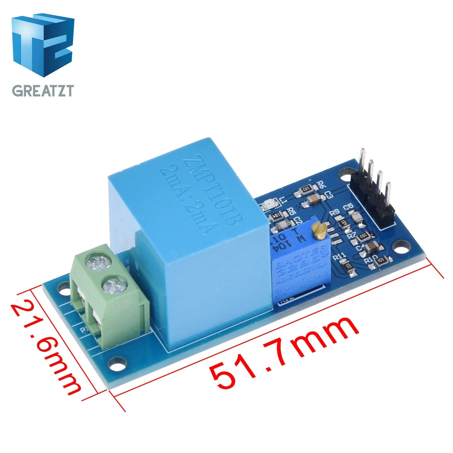 GREATZT Active Single Phase Voltage Transformer Module AC Output Voltage Sensor for Arduino Mega ZMPT101B 2mA