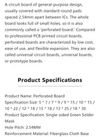 2.54mm Pitch Bakelite Universal Perfboard Stripboard Multipurpose Prototype Circuit Board Easy Soldering Single Sided DIY