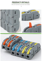 10/25PCS Lever Nut 221 Quick Splicing Multiplex Butt Wire Connector Compact Electrical  1 to 1 Inline Terminal Block for Home
