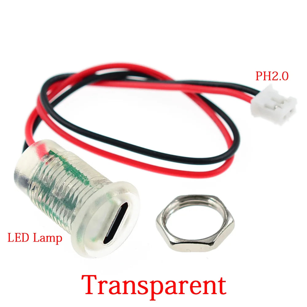 1-10PCS 2Pin LED light USB-C Connector Type-C Waterproof with PH 2.0 nut locking Panel mounting TPC Fast Charging jack port