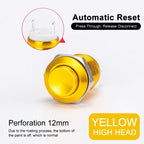 2pcs 12mm Metal Push Button Switch Oxidized Color Self Reset/Instant Reset Flat Head/Tall Head 2 Pin Waterproof Normally Open