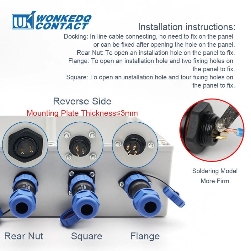 Waterproof Connector SP11 IP68 Soldering Male Plug & Female Socket Rear-nut Docking Panel Mount 2/3/4/5 Pin Aviation SP Connect
