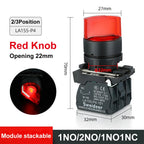 XB4 Knob Switch with LED 22mm 2/3Position Self Locking 1NO/2NO/1NO1NC Select Rotary Switch with Light 12V 24V 220V 10A Red Green