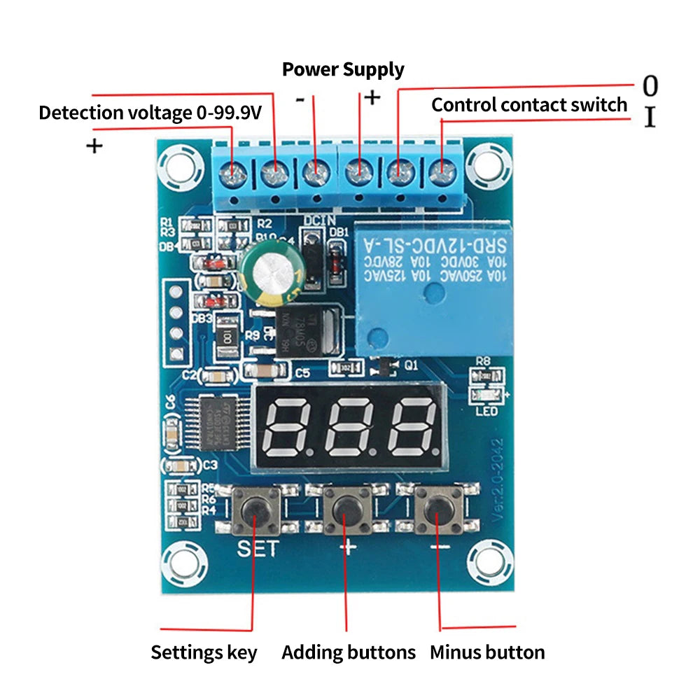 DC 5V 12V 24V Voltage Relay Module Upper Lower Limit Detection Control Switch Off ON Over Voltage Protection Relay