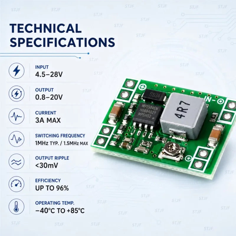 5PCS  MP1584  DC-DC Step Down Power Supply Module MP1584EN 3A Adjustable Buck Converter for Arduino Replace LM2596 24V 12V 5V 3V