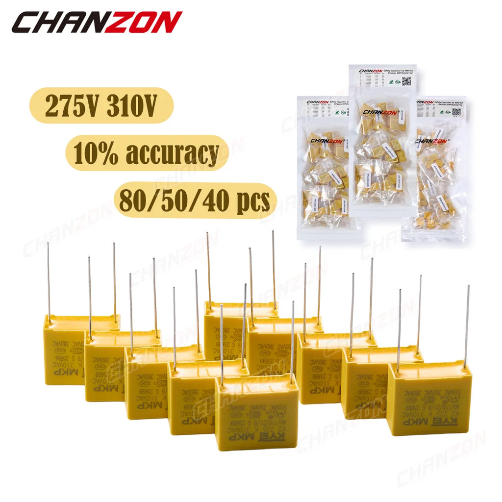 new X2 Safety Capacitor Assorted Kits 275V 310V High Capacitance Plastic Film Set Polypropylene Film chanzon Safety Capacitance
