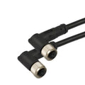 M8 3-Pin 90 Degree Female Panel Mount Connector to Female Cable, 1m 24AWG PVC Cable