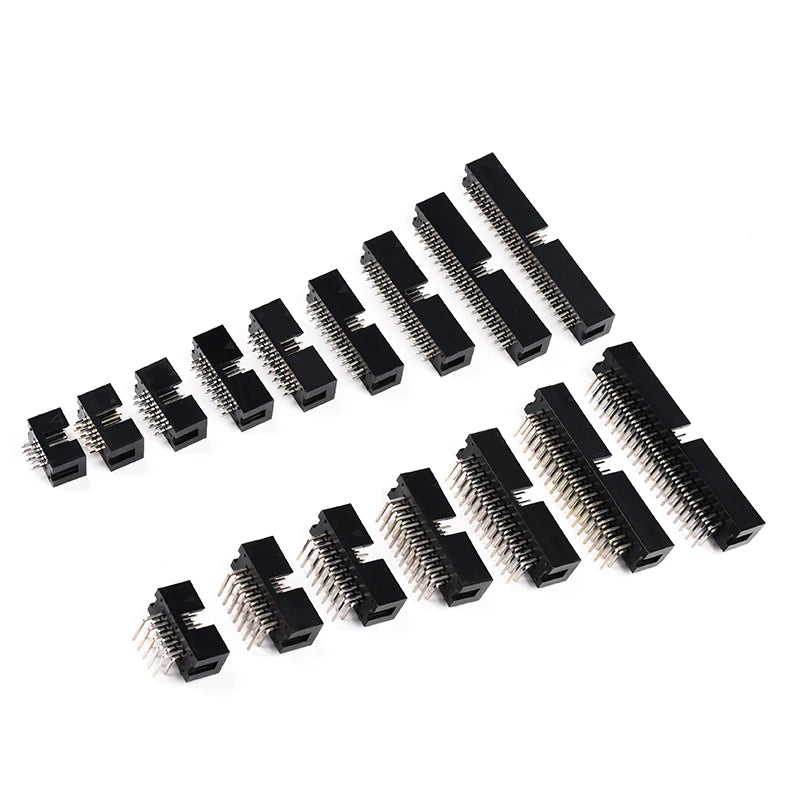 10PCS DC3 2.54mm Pitch Dual Row PCB Header - Male Straight/Right Angle Pin Socket (6P/8P/10P/14P/16P/20P/30P/34P/40P)