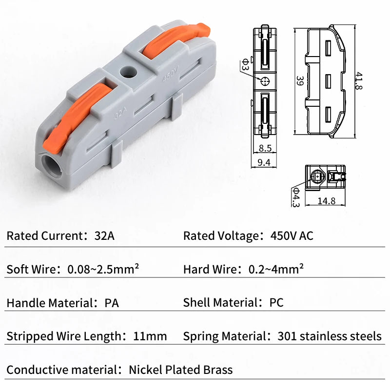 10/20/50pcs Universal Lever Wire Connector Electrical Compact Splicing 1 to 1 Inline Assemblable Terminals Quick Connection