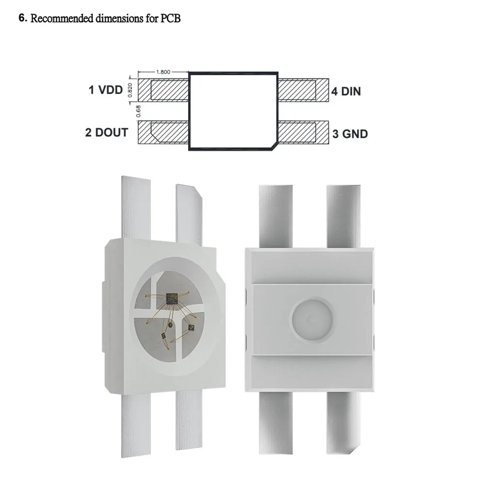SK6812 MINI-E RGB (Similar to WS2812B)3228SMD Pixel LED Chip Reverse Mount Individually Addressable IC Full Color DC5V