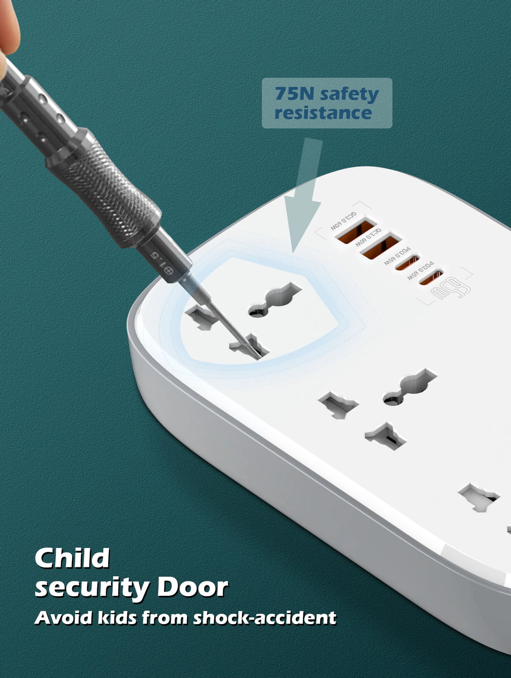 LDNIO Universal Power Strip with 65W GaN USB Charer 3250W Extension Cable Network Filter Surge Protector  EU/US/UK Plug Socket