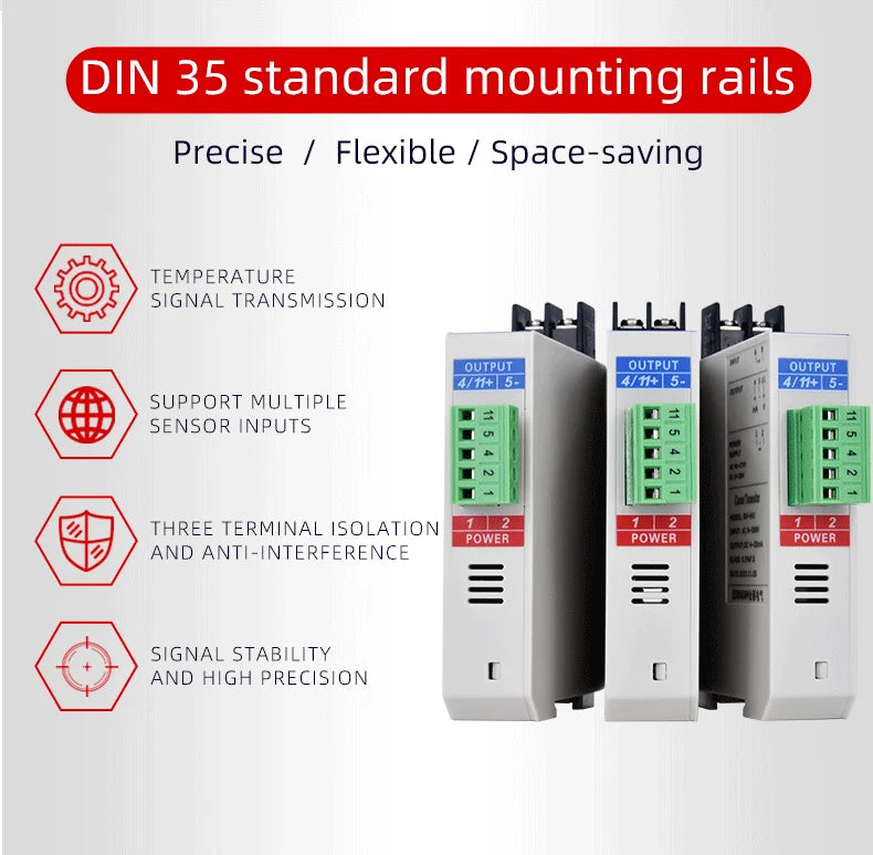 AC DC Current Transmitter Sensor AC 0-5A Input 4-20mA 0-10V Output DC 24V 220V Power Supply  Voltage Transducer