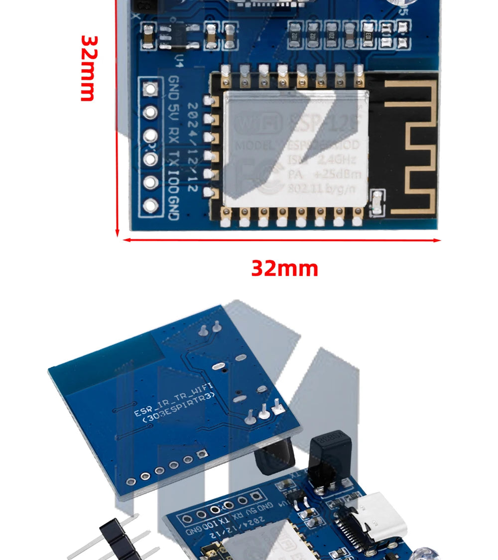 ESP8266 Infrared Emission And Reception NEC Command WIFI Transmission Module Development Board ESP-12F Module TYPE-C