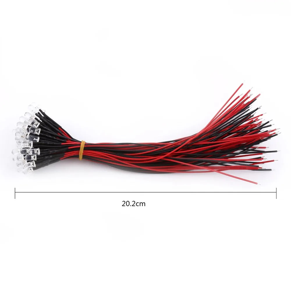 50PCS Colorful DC 5-12V LED Diodes 5mm White Red Blue Green LED Lights Small LED Lamps DIY Lighting
