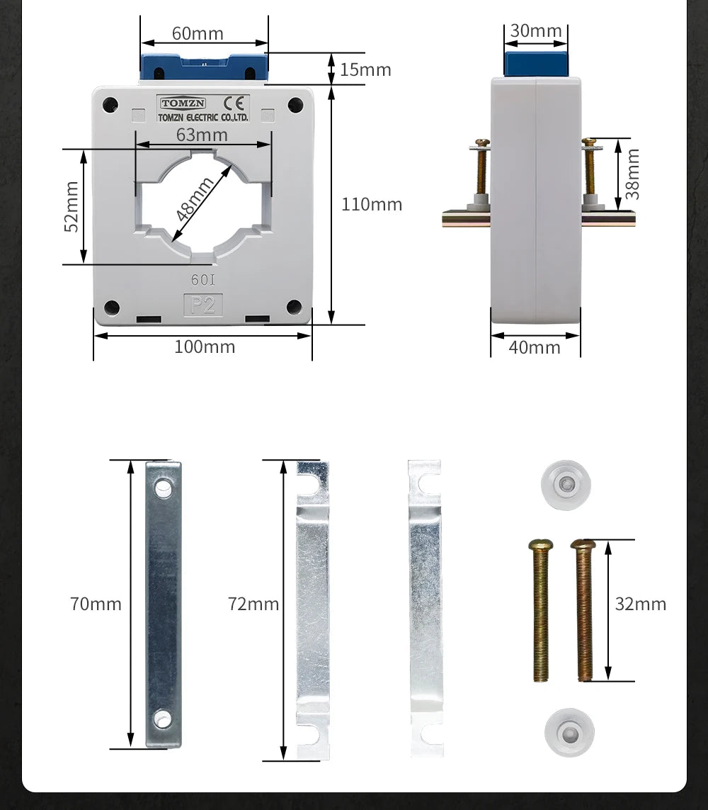 TOMZN Current Transformer 75/5A 2000/5A 1:400 1:15 CT 75A 100A 150A 200A 250A 1000A 1500A 2000A Factory Price Sealed Busbar Type