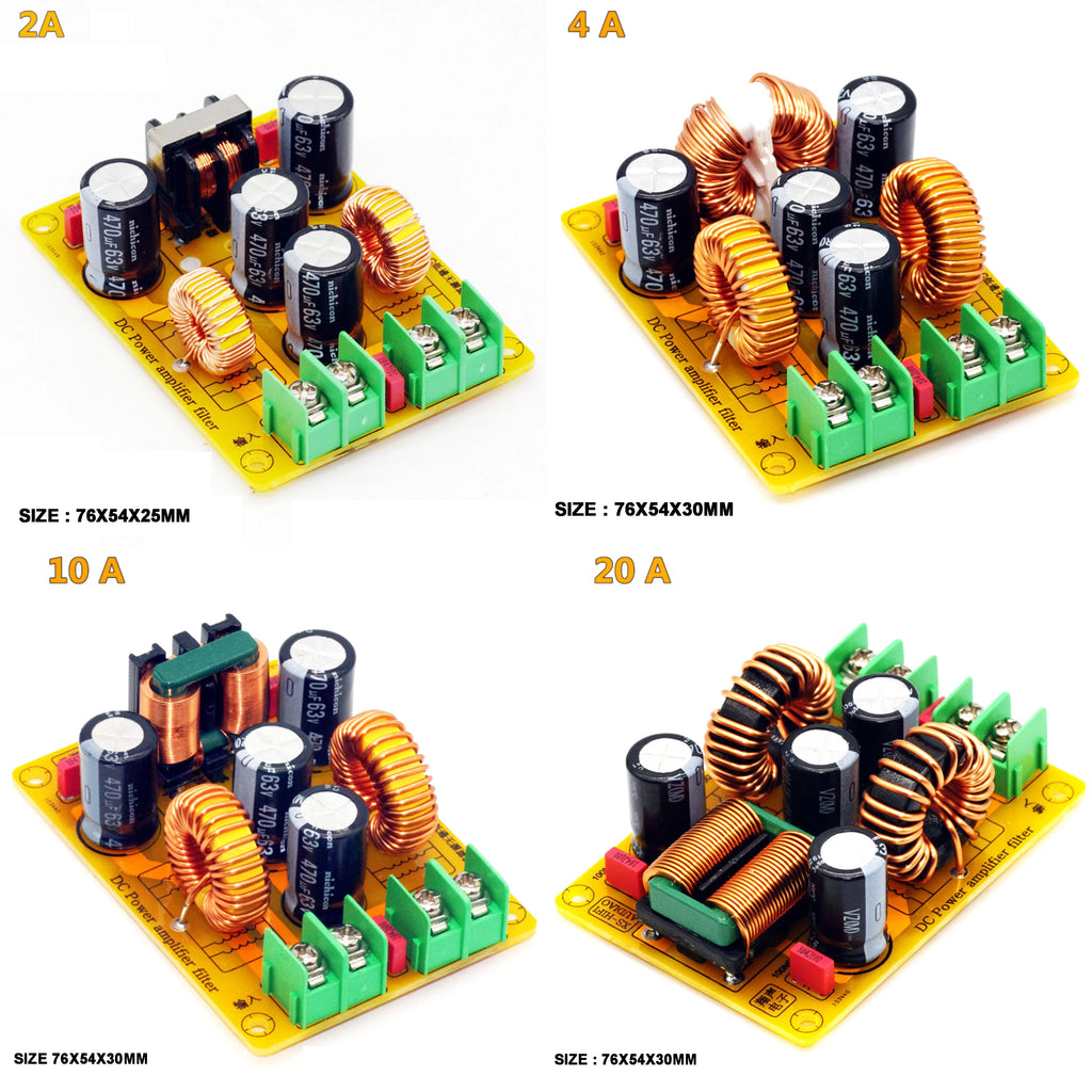 2A 4A 10A 20A DC LC Low Pass Power Filter EMI EMC 12V 24V CAR Audio High-Frequency Noise Filter Switching Power Supply Ripple