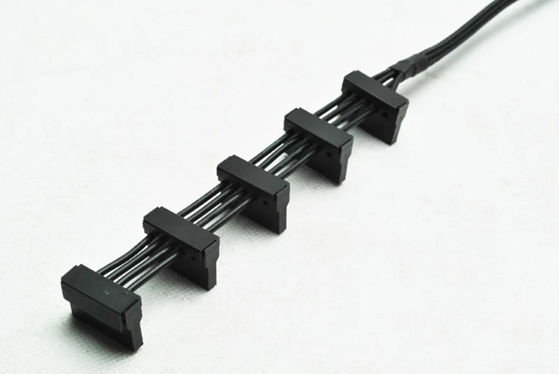 1 Pcs High Quality Practical Durable PC Server Splitter Cables18AWG Black 40cm 4 pins IDE Molex 1 to 5 SATA Power Cable Adapter