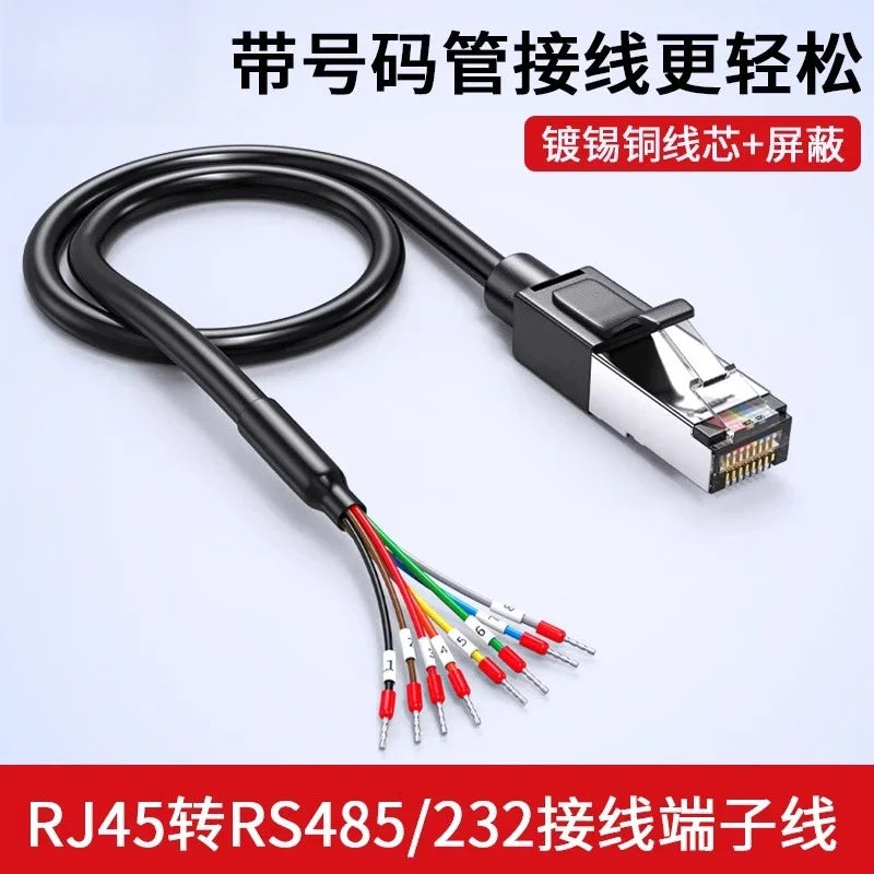 RJ45 to RS485/232 Terminal Block Cable 8P8C Single Switch Network Port Debugging Line PLC Serial Port Shielding Connection Wire