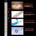 3AA Battery Power Led Strip Light 2835 1M 2M 3M 4M 5M Night Lamp Flexible Ribbon Tape White/Warm White/Blue Room TV Backlight